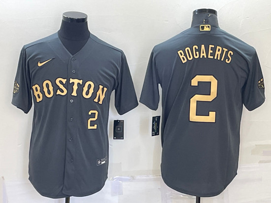 Men's Boston Red Sox #2 Xander Bogaerts 2022 All-star Charcoal Cool Base Stitched Jersey